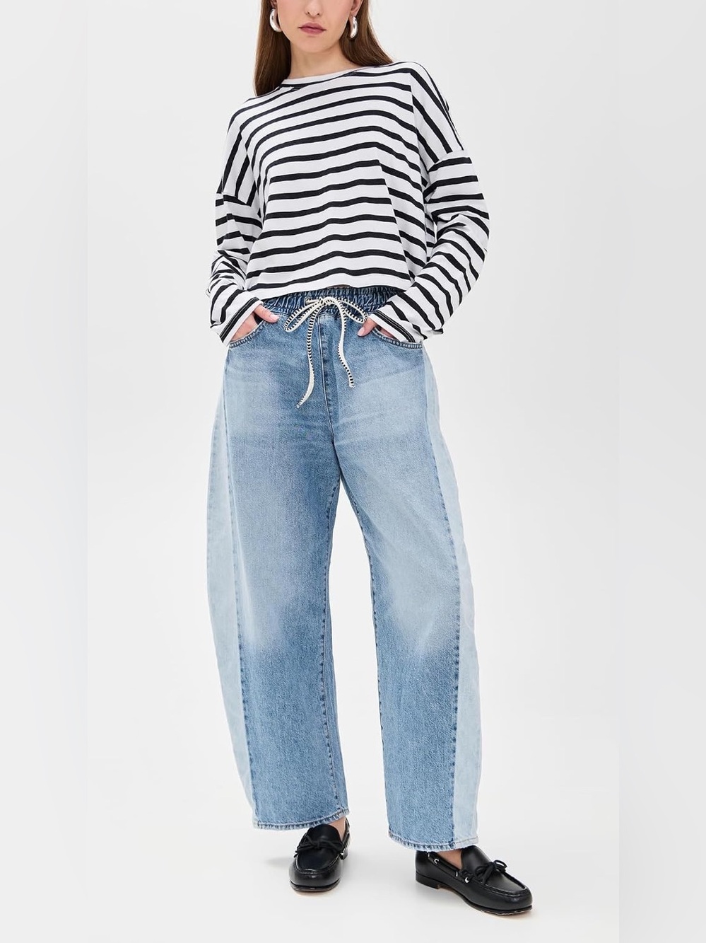 ASKK NY Light Blue Two-Tone Wide Leg Jeans